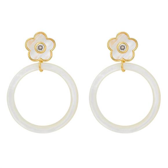 ASHA Jewelry - NEW ASHA boboli hoop mop earrings in white